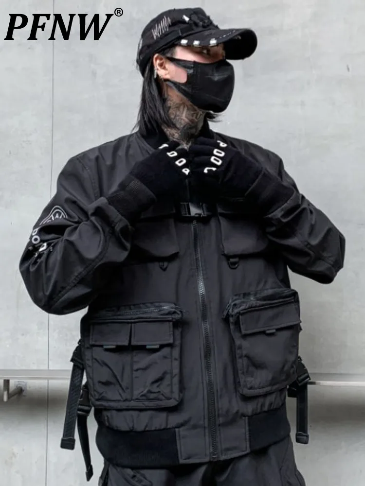 

Мужская куртка с карманами PFNW, черная однотонная функциональная куртка с карманами, на осень/весну/зиму, 2023