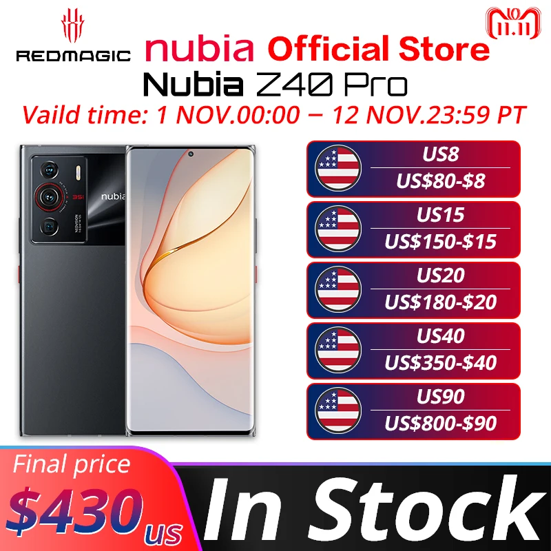 Najtaniej Oryginalny Telefon Komórkowy Nubia Z40 Pro 5G NX701J 6.67 Calowy Ekran OLED 144Hz Snapdragon 8 Gen 1 Octa Core 50MP Potrójny Aparat NFC