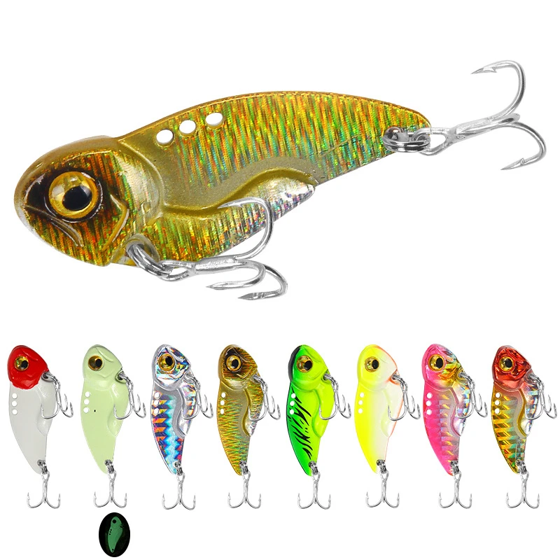 

8g 15g 20g 3D Eyes Metal Vib Blade Lure Sinking Vibration Baits Artificial Vibe for Bass Pike Perch Fishing 8 Colors