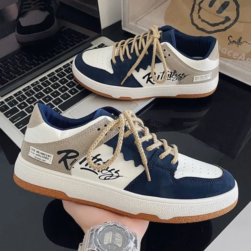 

Мужские замшевые кроссовки на шнуровке, Нескользящие кроссовки из вулканизированной кожи, прогулочная обувь, 2023