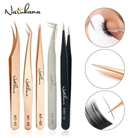 natuhana anti static straight eyelash extension tweezers industrial precision curved straight lash eyebrow tweezers makeup tools