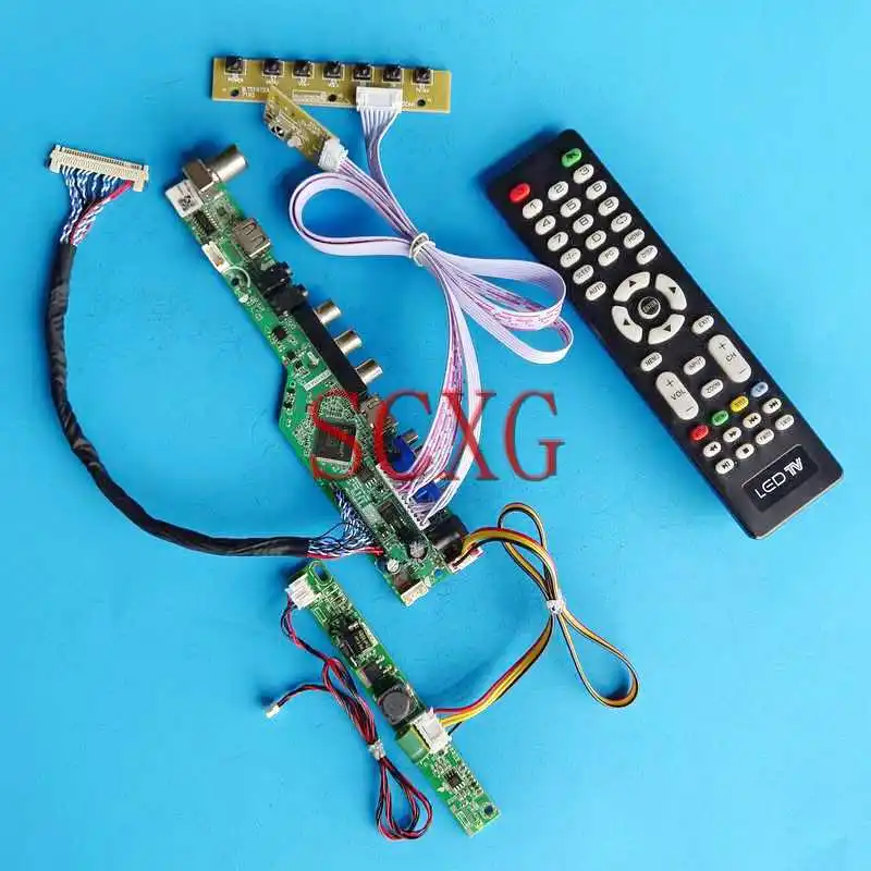 

TV Analog Display Screen Controller Drive Board Fit M195XTN01.0 19.5" DIY Kit VGA AV USB RF LVDS 30 Pin 1366*768 HDMI-Compatible