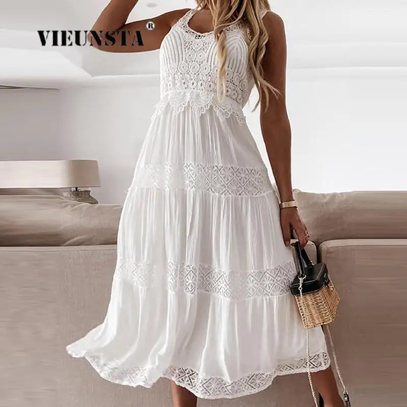 

Модное женское элегантное винтажное милое кружевное платье, стильное летнее пляжное платье с вышивкой, женское сексуальное платье в стиле бохо с вышивкой