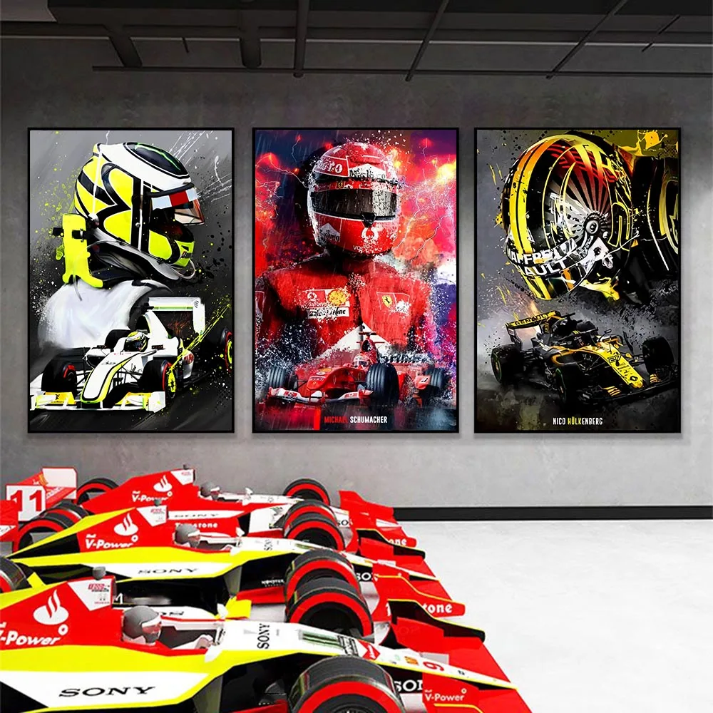 

F1 Racing Canvas Painting Formula Racer World Champion Posters Wall Art Pictures Graffiti Print for Boys Room Home Decor Cuadros