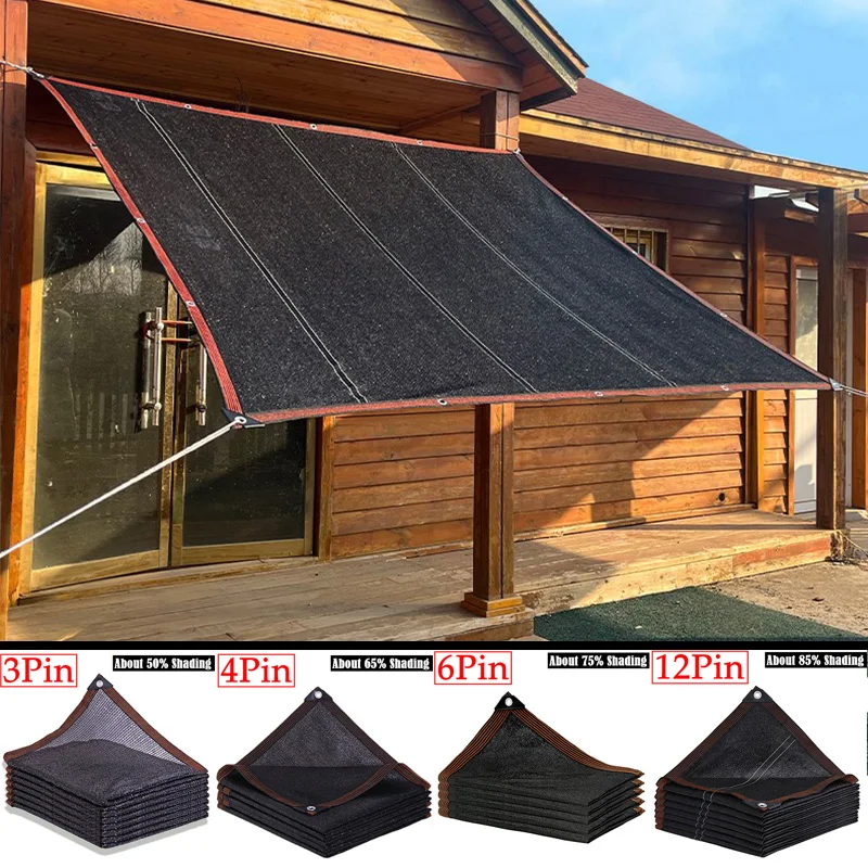 

3/6/12Pin Black Sunshade Net Anti-UV Garden Plants Sun Shelter Agriculture Greenhouse Shading Cover Outdoor Awning