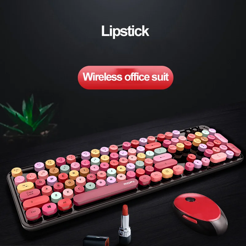 2,4G Wireless Tastatur Maus Kit Büro Mädchen Geschenk 104 Schlüssel Runde Keycap Nette Rosa Blau Grün Rot Schwarz Weiß für PC Laptop Neue