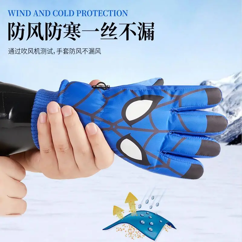 Детские лыжные перчатки Marvel Человек-паук зимние теплые водонепроницаемые