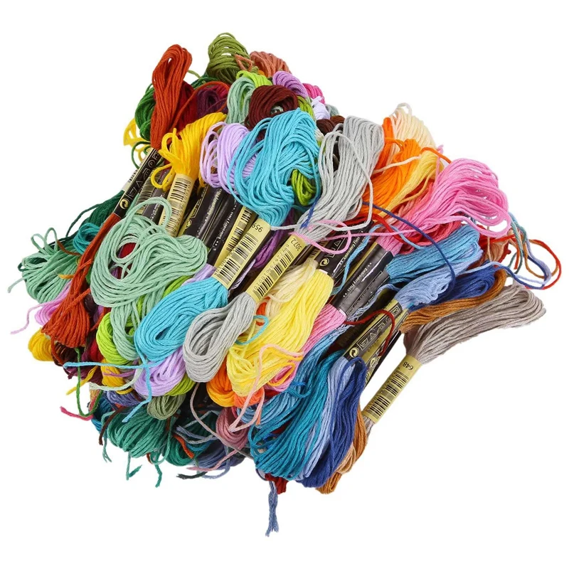 

200 мотки, нитки для вышивания, хлопковая нить для вышивки случайных цветов с 12 шт. ниток для вязания