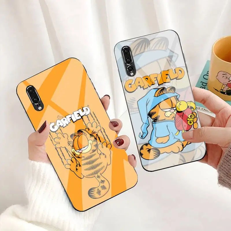 

G-Garfield Phone Case For Huawei P30 P20 P10 Lite Honor 7A 8X 9 10 Mate 20 Pro Tempered Glass