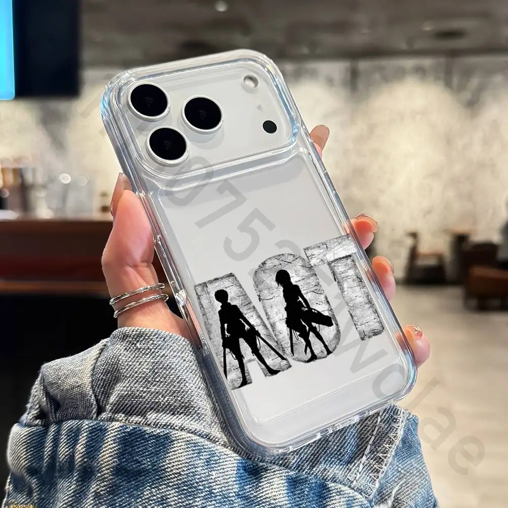 Фото Чехлы для телефонов с аниме-принтом «Атака Титанов» для iPhone 17, 16, 15, 14, 13, 12, 11 Pro Max, XR, 8, 7 Plus, 13, 12 Mini – Мягкий прозрачный чехол №3