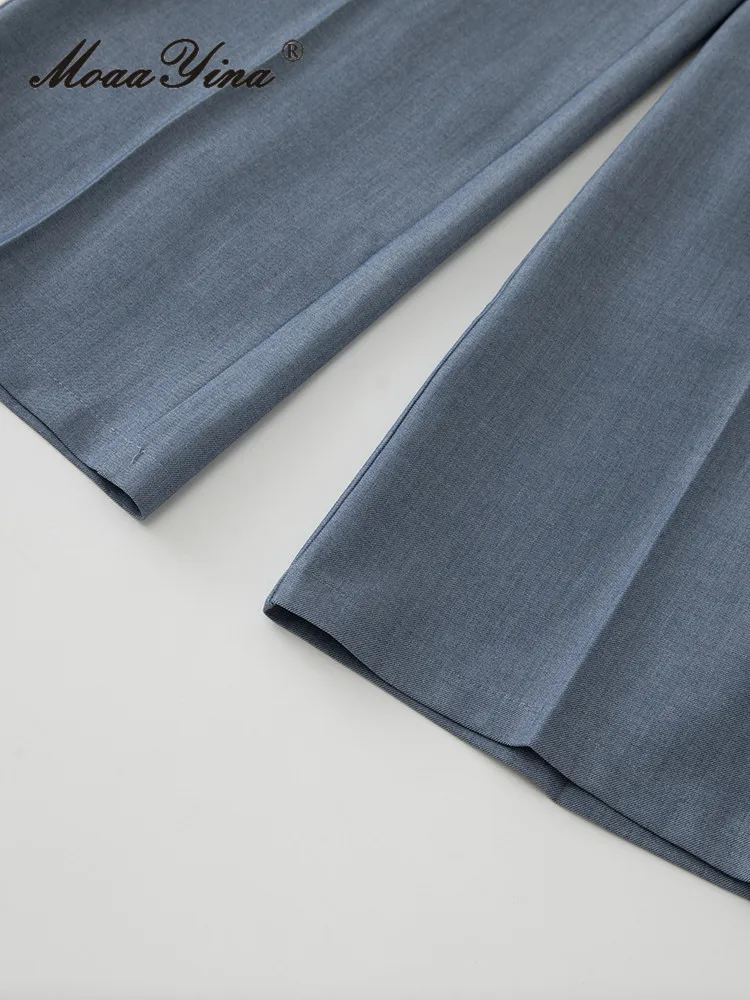 Комплект брюк MoaaYina женский с принтом модный дизайнерский брючный комплект из