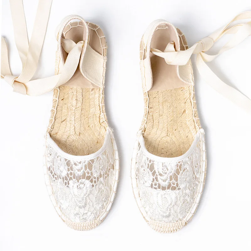 

Женские босоножки на плоской подошве, с пеньковой веревкой