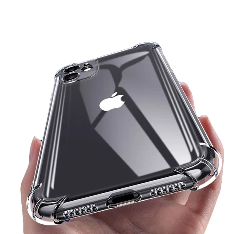

Transparent Protection Case For Apple iPhone 11 Pro Max XS XR 7 8 Plus Silicone Clear Shockproof Phone Shell Soft TPU Back Cover