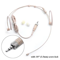 1double earhook headset mic headworn microphone for sennheiser wireless beige 3 5mm locking stereo jack microphone accessories