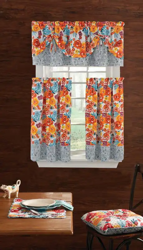 

Flea Market Curtain and Valence Set, Multicolor, 30"W x 60"L, 3 Piece