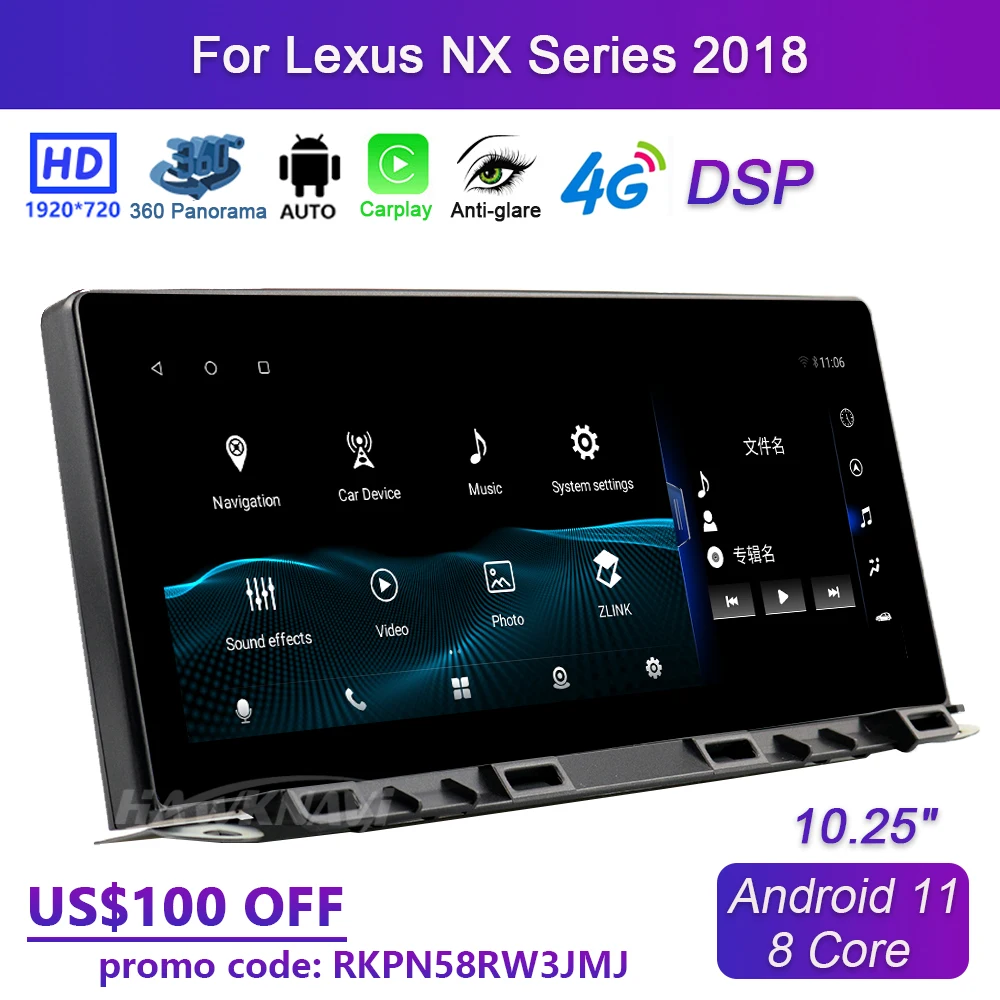 

10.25" 8 Core Android 11 Car Stereo Multimedia Player for Lexus NX 2018 Auto GPS Radio Navigation Carplay Receiver Touch Screen