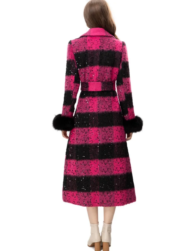 LGRQ 2024 новая зимняя одежда женская модная меховая куртка с отложным воротником и