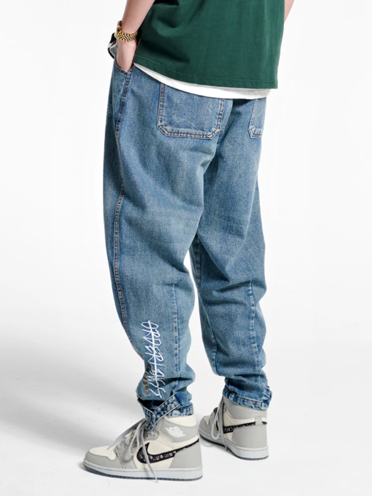 Jeans Men 'S Spring And Autumn New Loose All-Match Ankle-Tied Harem Pants Men 'S Pants Embroidery