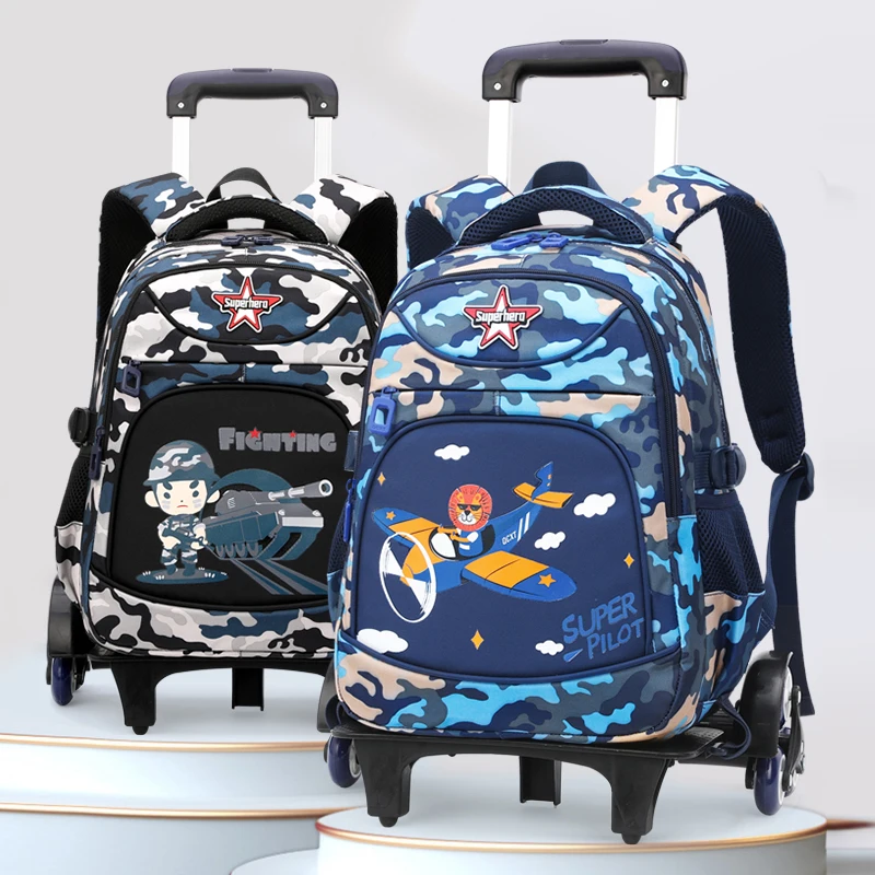 

Trolley School Bag 6 Wheels Mochila Con Ruedas Rolling Backpack Wheeled Roller Boy Waterproof Kids Trolley Bag