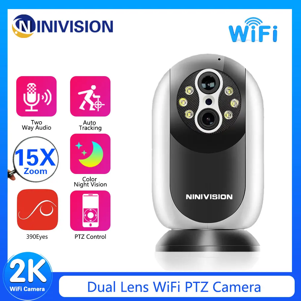 

4MP 2.4G&5G WIFI Wireless PTZ IP 15X Zoom Outdoor AI Human Detect Color Night Vision 1080P Video Security Camera CCTV Surveilla