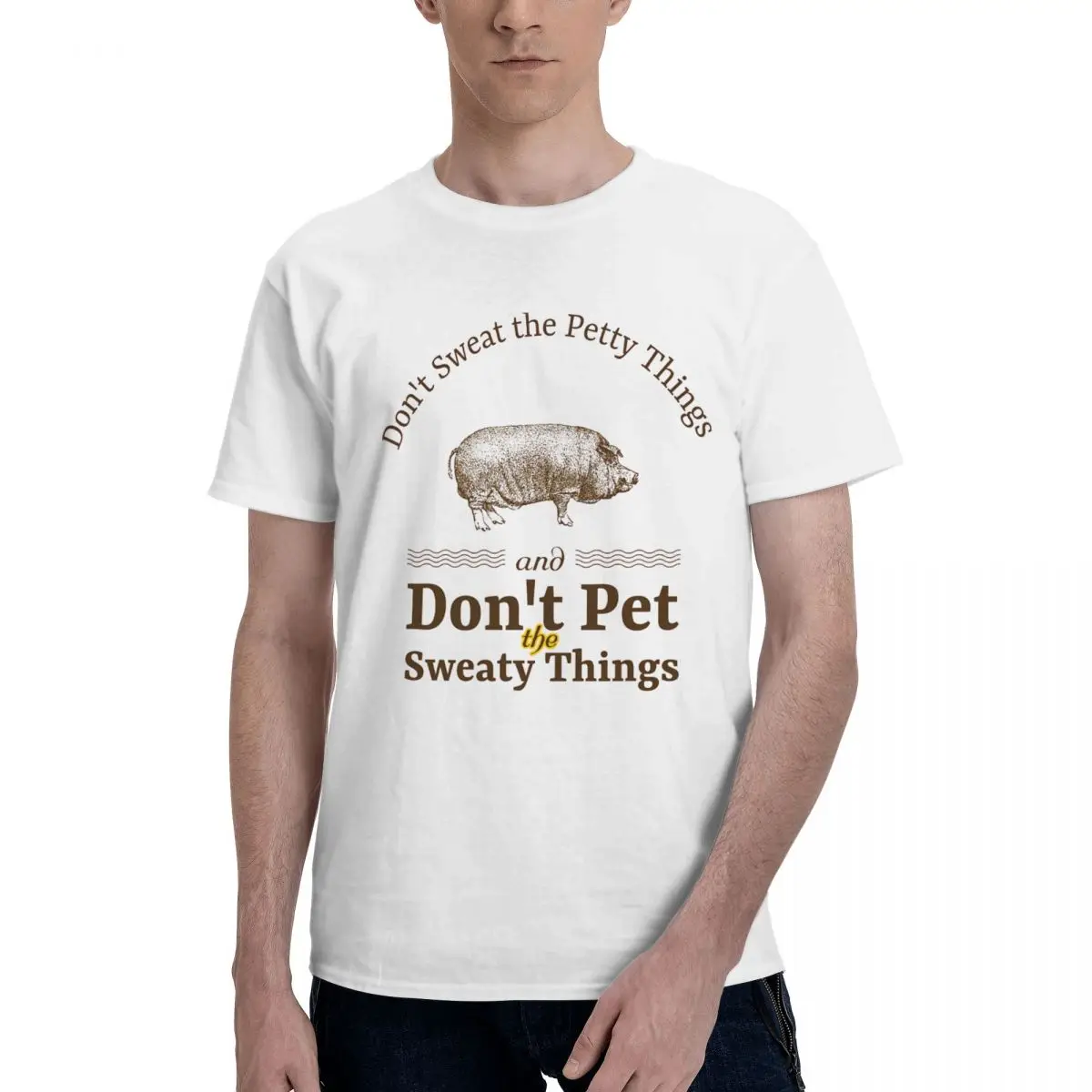 

Новейшие мужские футболки с надписью Don't Sweat The Small Things And Don't Pet The Sweaty Things, Мужская футболка с графическим рисунком, уличная одежда, футболка с ...