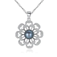 meibapj real freshwater pearl simple personality lotus flower pendant necklace 925 solid silver fine jewelry for women