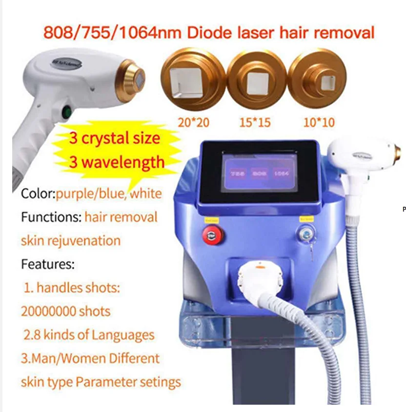 

2023 Newest 755nm 808nm 1064nm 3 Wavelength 808 Diode Laser 808nm Laser Hair removal machine Hair Remover machian for Salon