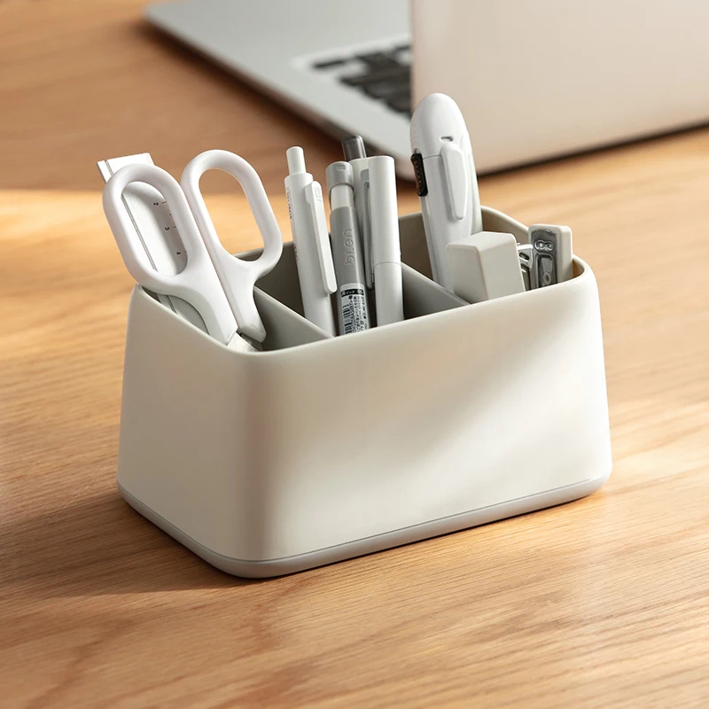 

Plastic storage box with three grids desktop two colors remote control small exquisite organize boxes