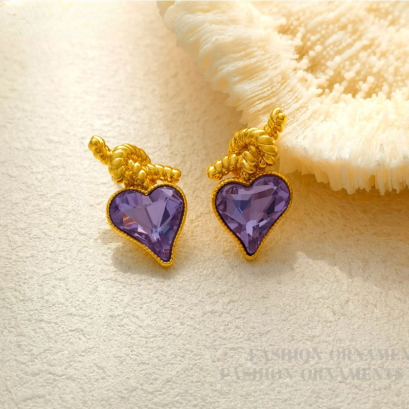 

925 needle Fashion Jewelry Heart Earrings 2023 New Trend High Quality AAA Purple Zircon Drop Earrings For Women Party Gifts
