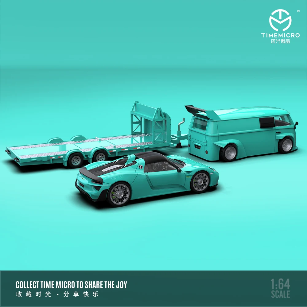 TimeMicro1:64 T1 918 Tiffany Blue Прицеп из сплава Коллекция моделей автомобилей Подарочный