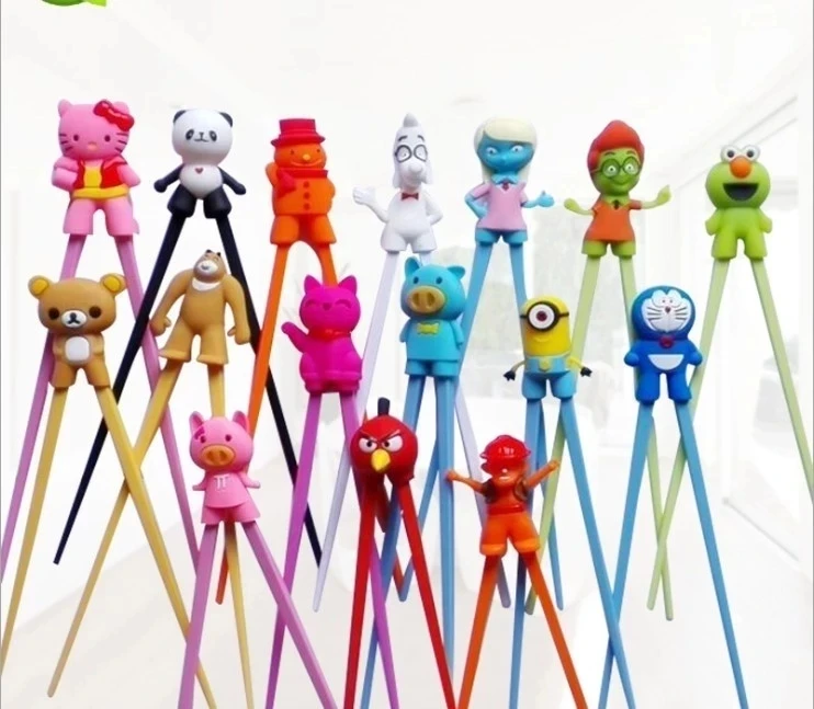 

100 pair Mixed Colors Cartoon Kids Chopsticks Children gift Study Exercise Chopsticks Silicone Chopsticks Head