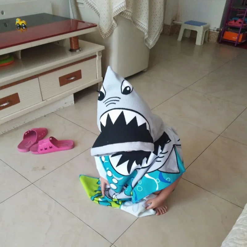 Мультяшное детское банное полотенце из микрофибры хлопковое пляжное с капюшоном