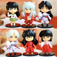 6pcsset anime inuyasha sesshoumaru higurashi kagome kikyo action figure collectible model toy figurine