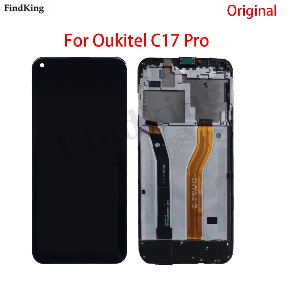 Оригинальный ЖК-экран для Oukitel C17 Pro, ЖК-дисплей с рамкой, цифровой преобразователь экрана в сборе с гибким кабелем платы USB