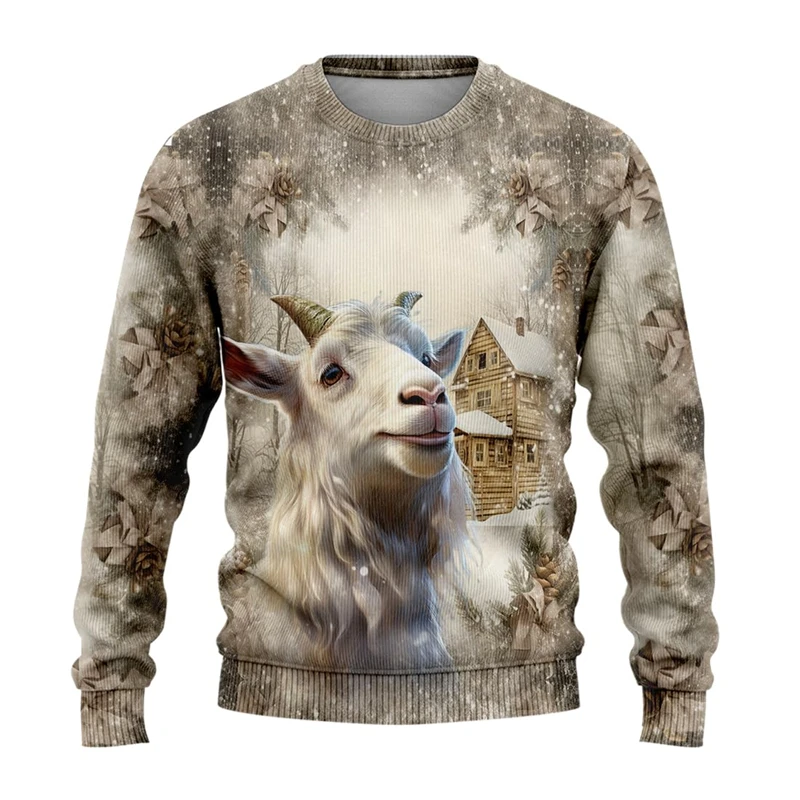 Farm Animal Graphic Sweatshirts Fashion Donkey Sheep Chicken Cow Ugly Christmas Sweater Harajuku Unisex Y2k Pullovers