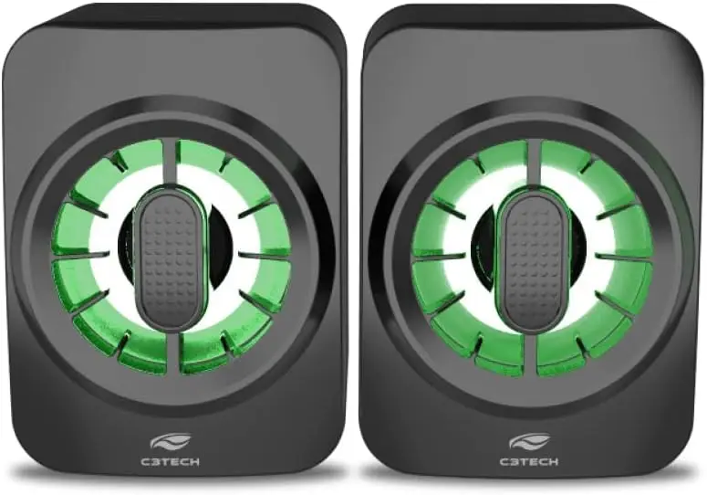 

NEW caixa de som Caixa de som SP-L50BK Preto - Sistema de Áudio 2.0 Conexão Áudio P2 3 5mm Alimentação via USB ilumina