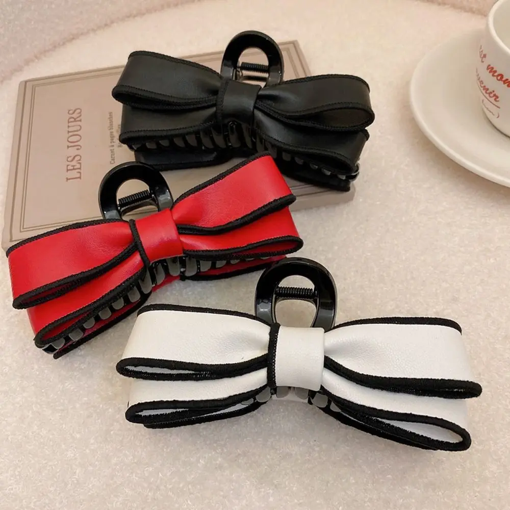 

Personality Plastic PU Leather Hair Clips For Women Large Bowknot Hair Claws New Shark Clip Sweet Girl Hairpins