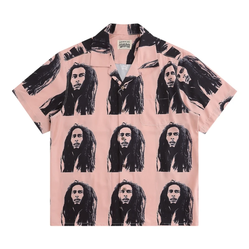 

Summer New WACKO MARIA Shirt Men Women Full Printed Character Pattern Hawaiian Shirts Short Sleeve Tee