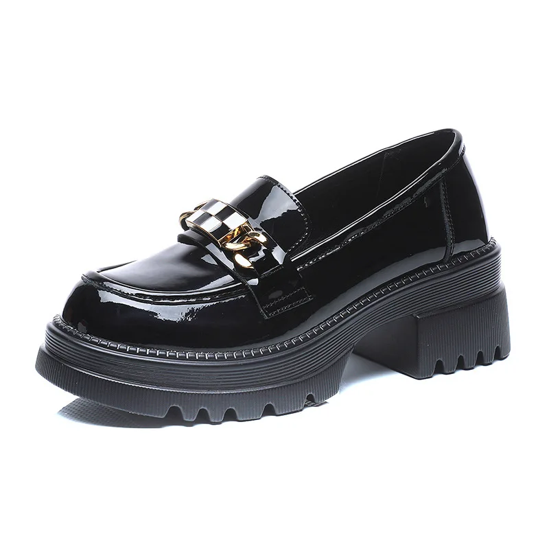 

Genuine Leather Luxury Woman Pumps Shoes for Women's Loafers 2022 Spring Metal Designer Platform Shoes Women Heels Party Shoe 34