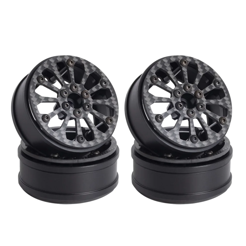 

4Pcs Carbon Fiber 2.2Inch Beadlock Wheel Hub Rim for 1/10 RC Crawler Car Axial SCX10 Wraith RR10 Traxxas TRX4 12 hole section