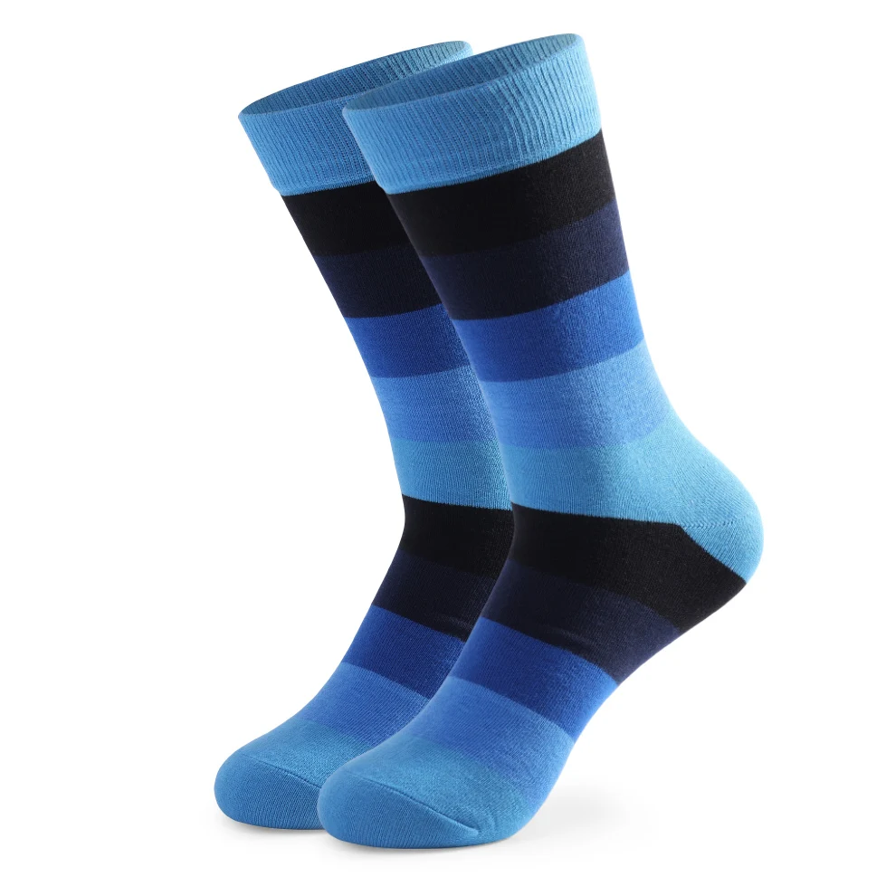 5 Pairs High Quality Fashion Colorful Casual Funny Men Socks Large Size Stripe Grid Pure Ranibow Gay Men Cotton Socks