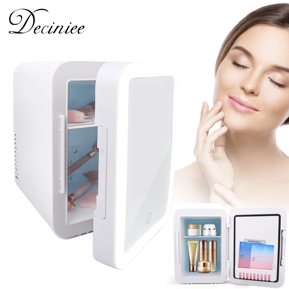 5L Mini Makeup Fridge With LED Light Mirror Portable Cosmetic Storage Refrigerator Cooler & Warmer Freezer for Home Car Dual Use