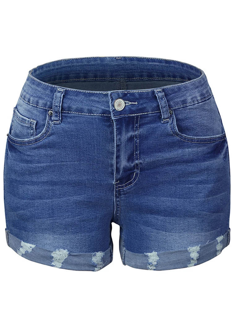 Women's Short Jeans College Casual Shorts Dark and Light Women's High Stretch Denim Shorts