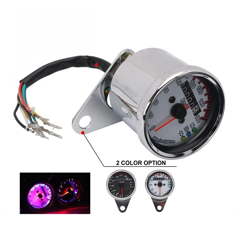

12V Universal Motorcycle Double Mileage Meter Modification with Indicator Light with Luminous Meter Speedometer