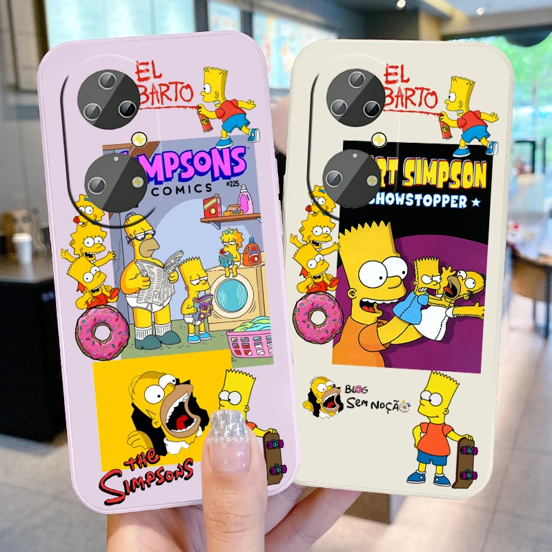 

The Simpsons Homer kills Bart Phone Case For Huawei P50 P40 P30 P20 Pro Lite E Y9S Y9A Y9 Y6 Nova Y70 5T 9 5G Liquid Rope