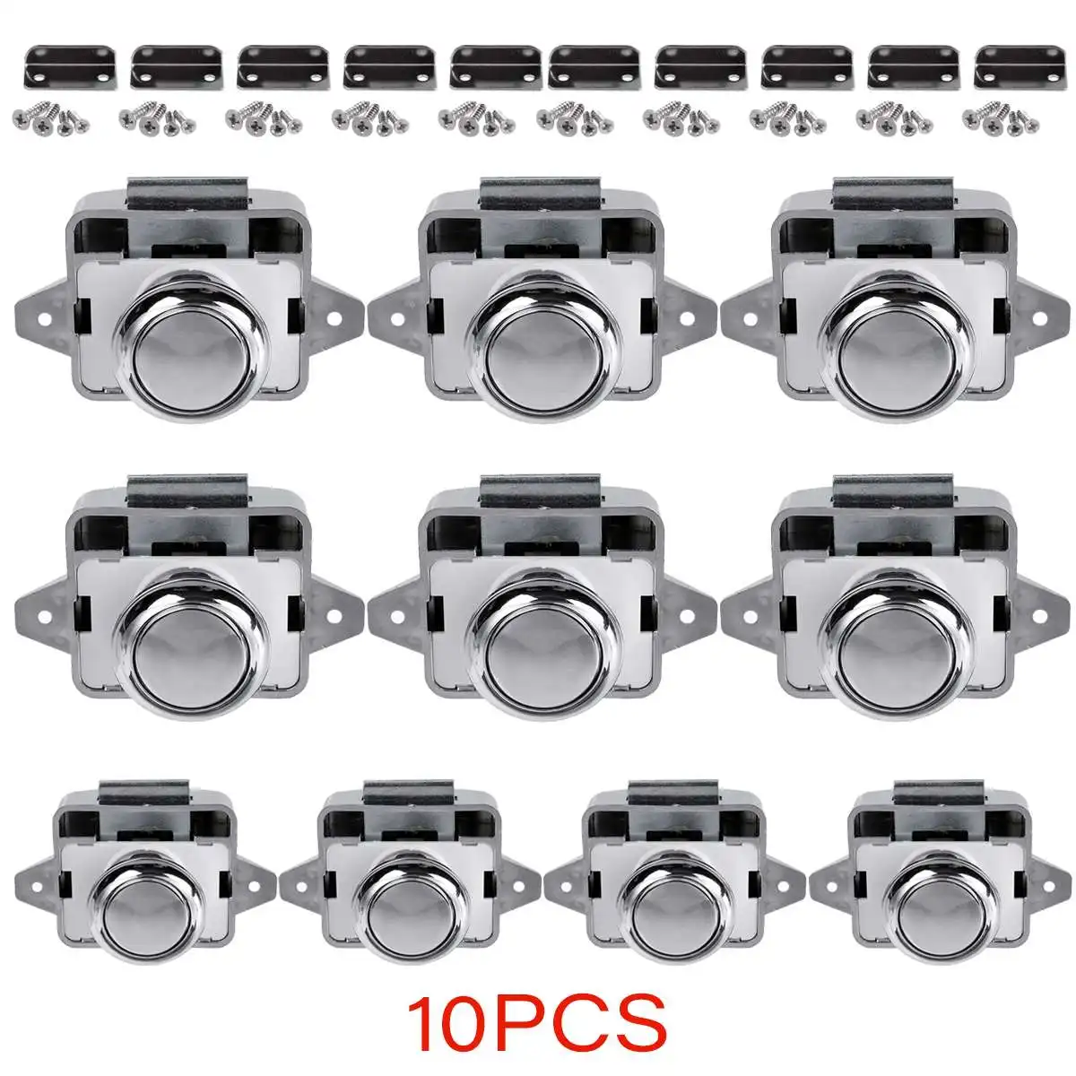 

10pcs 26mm Car Push Lock Diameter RV Caravan Boat Motor Home Cabinet Drawer Latch Button Locks For Furniture Hardware