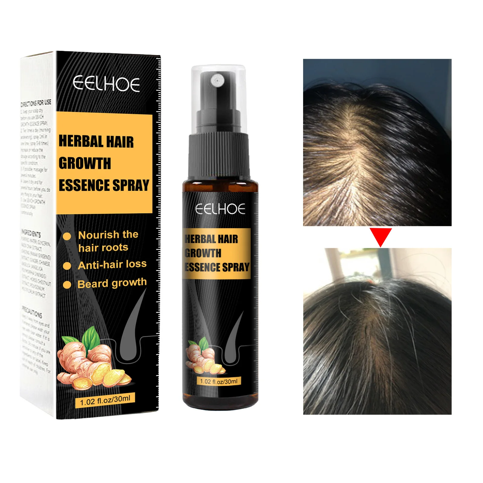 

30ml Herbal Hair Growth Essence Spray Set Anti Hair Loss Treatment Conditioner Nourishing Beard Hair Growth Oil Spray
