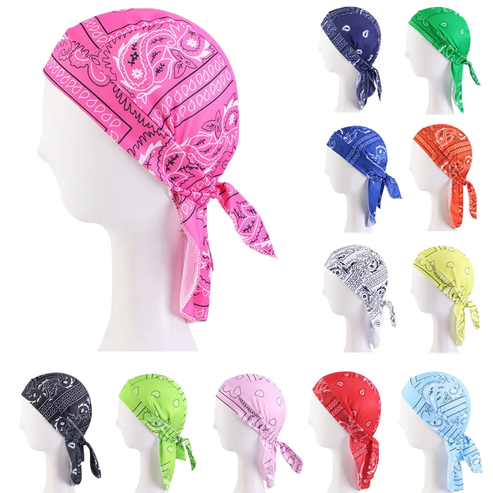 

Durag Bandana Sports Skull Du Rag Men Women Scarf Head Band Bike Caps Beanie Hat Unisex Bonnet Breathable Tie-Dow Head Wrap Hats