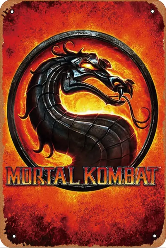 Mortal Kombat 8x12 Винтаж Ретро Забавные Пивные Знаки Человек Пещера Бар Барбекю Гараж