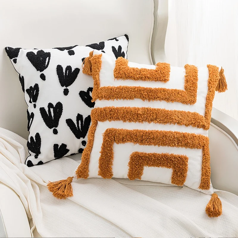 

Hot Selling American Modern Tufted Tassel Sofa Pillow Home Cushion Pillow Case